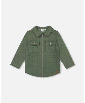 Quilted Canvas Overshirt With Pockets Forest Green Quilted Canvas Overshirt With Pockets Forest Green