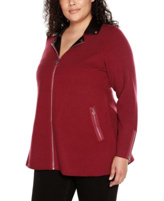 Plus Size Black Label Collared Sweater Jacket