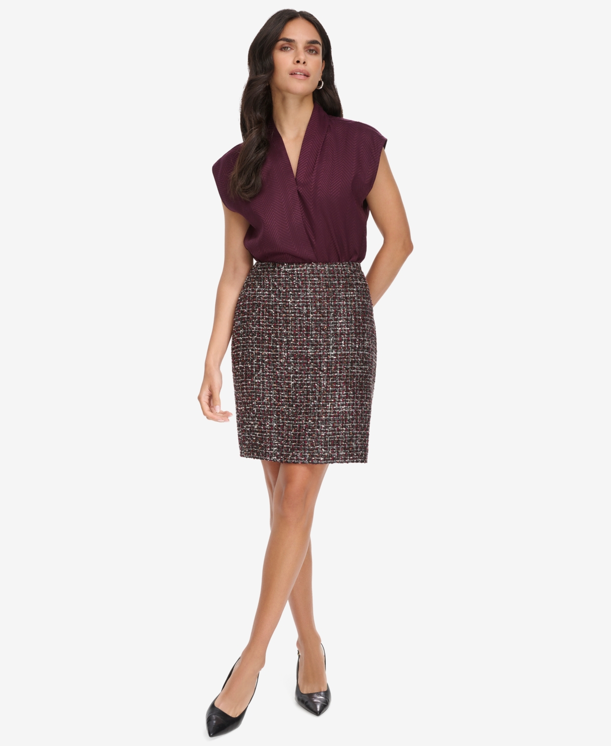 Calvin Klein Petite Tweed A-Line Skirt
