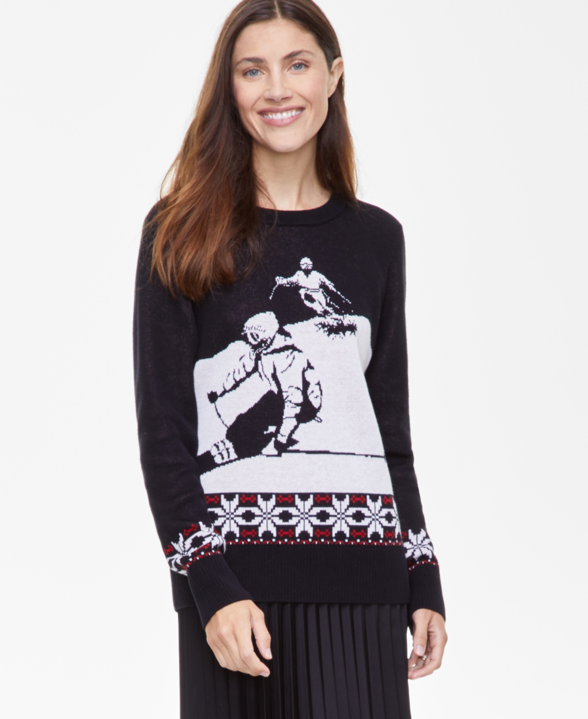 CHARTER CLUB WOMEN'S SKIER CREWNECK SWEATER, CREATED FOR MACY'S 