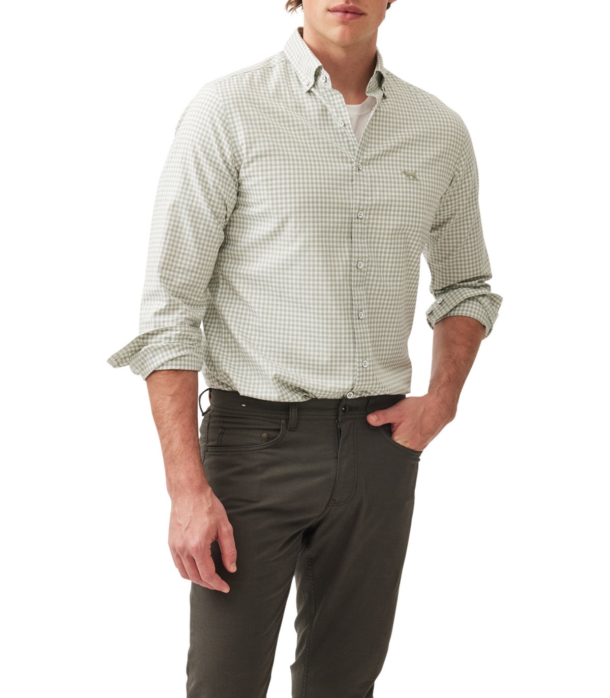 Rodd Gunn Men's Check Oxford Long Sleeve Slim Fit Shirt