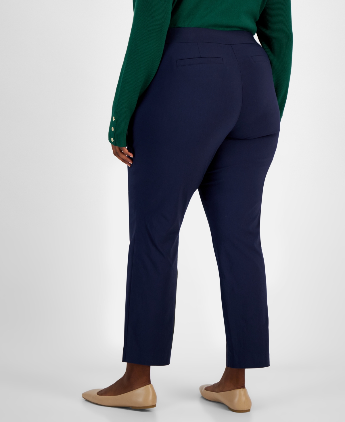 Jm Collection Plus Size High Rise Pull-On Straight Leg Pants, Created for Macy's