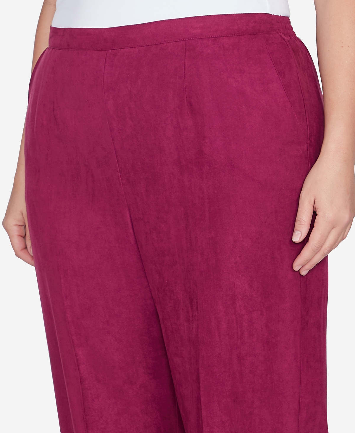 Alfred Dunner Plus SizeCountry Soft Microfiber Side Seam Pocket Short Length Pant - Wine