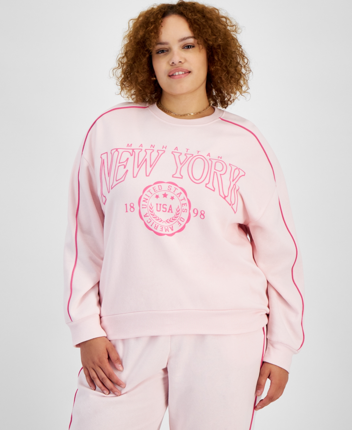 Rebellious One Trendy Plus Size New York Fleece Sweatshirt