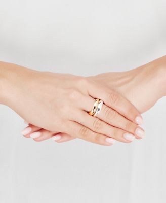 2-Pc. Set Wavy Polished Stack Rings in Sterling Silver & 14k Gold-Plate