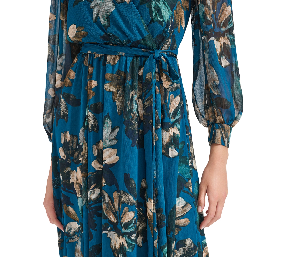 Calvin Klein Women's Printed Long-Sleeve A-Line Dress