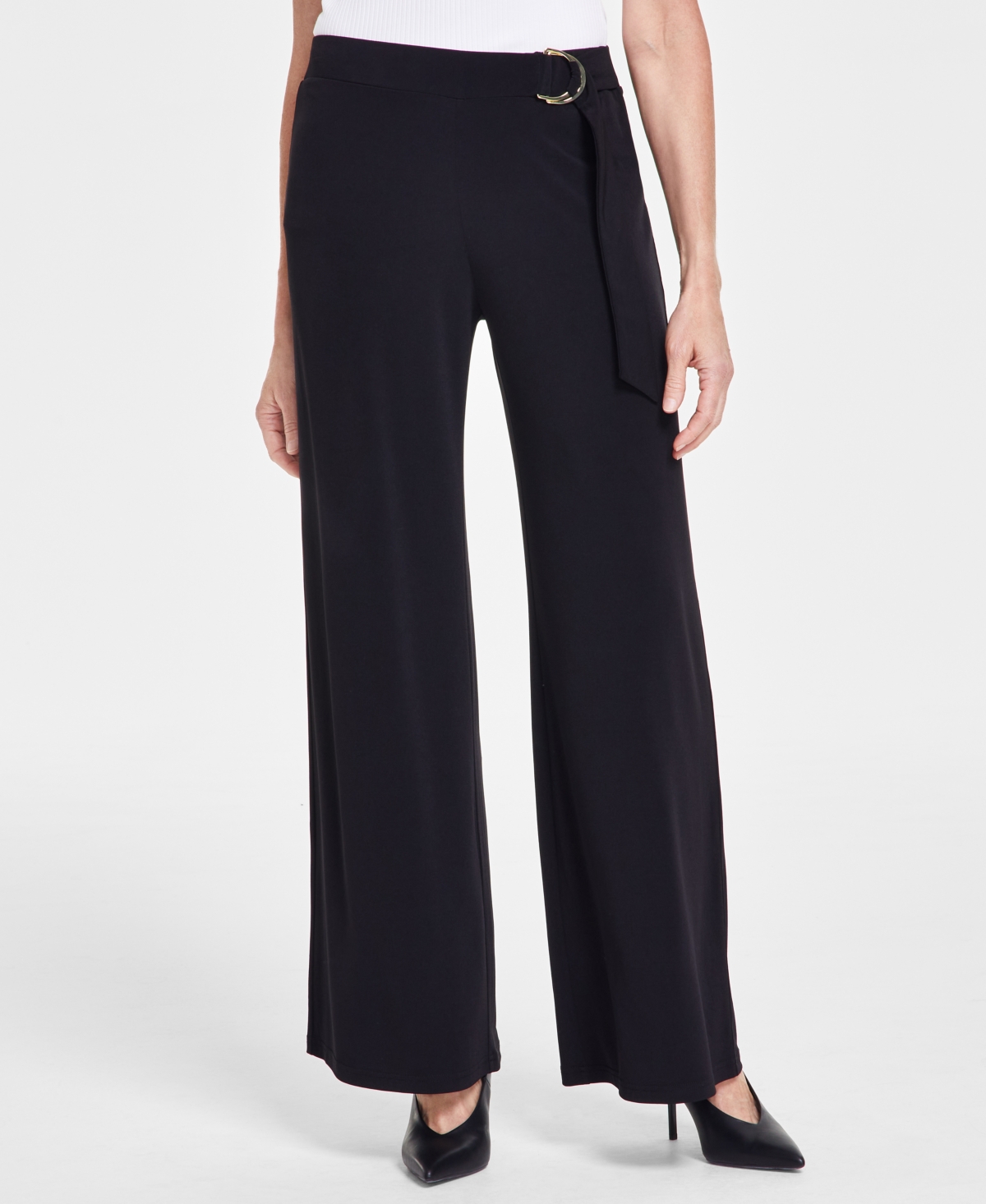 Inc International Concepts Petites Pull-on Flare-leg Pants, Created For Macy's In Black