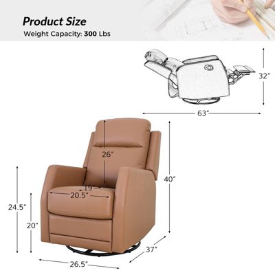 Donat Faux Leather Swivel Recliner