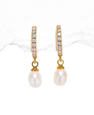 Crystal Freshwater Pearl Seaside Dangle Hoops