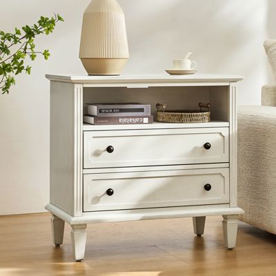 Kamilo Transitional 2-Drawer Solid Wood End Table
