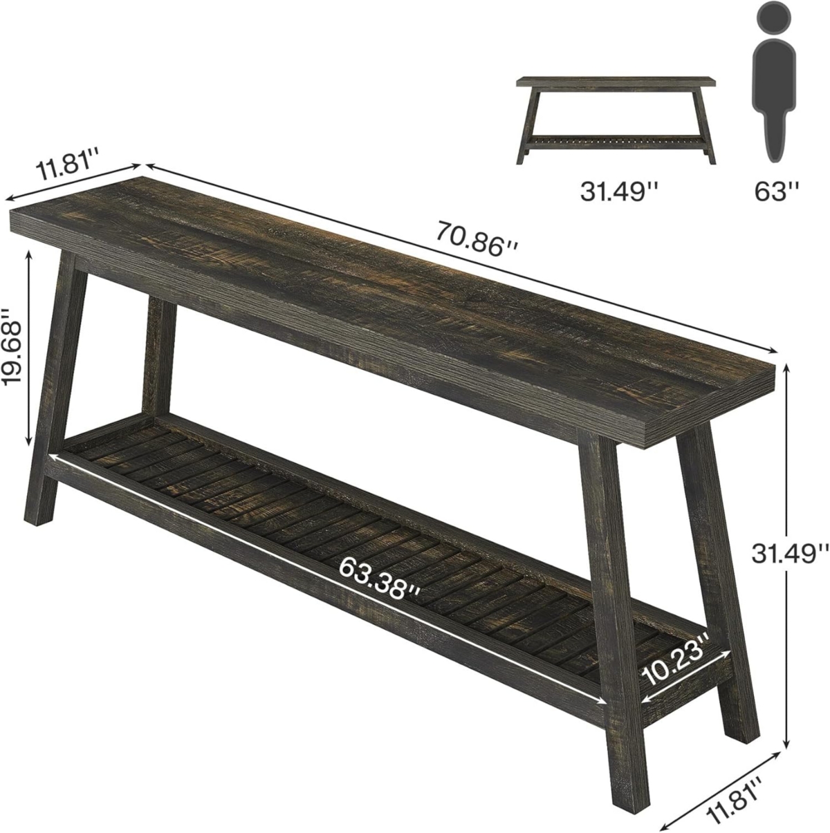 Tribesigns Farmhouse Console Entryway Table: 70.9 Inches Extra Long Console Table for Entryway