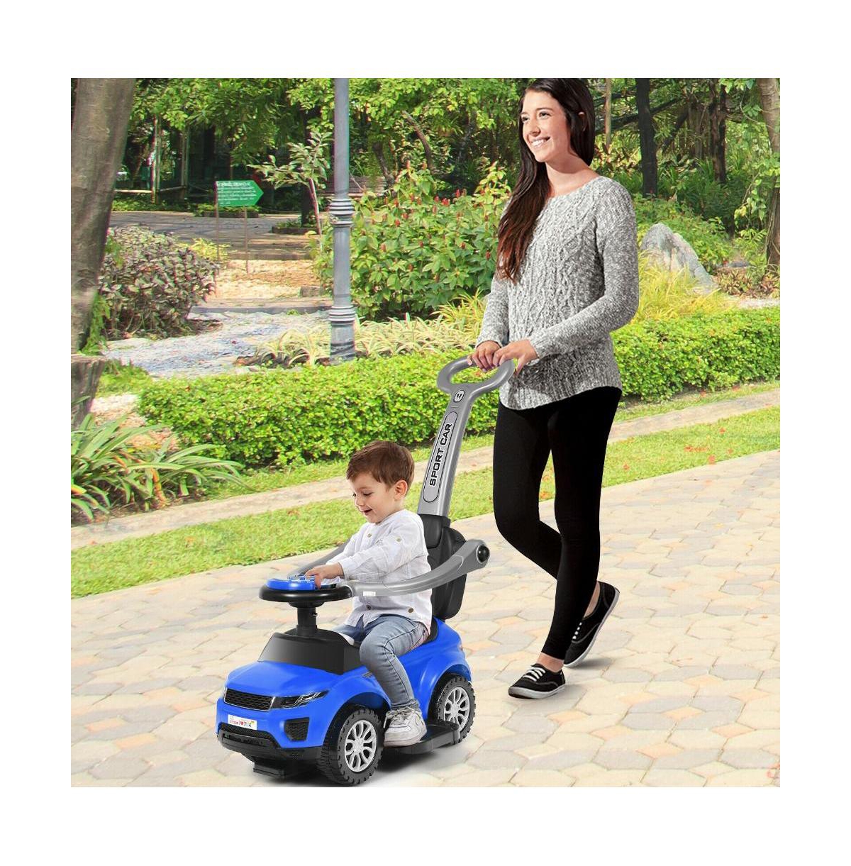 Slickblue 3 In 1 Ride on Push Car Toddler Stroller Sliding Car with Music