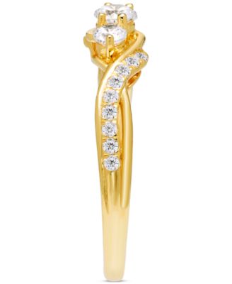 Diamond Three Stone Twist Engagement Ring (1/2 ct. t.w.) in 14k Gold