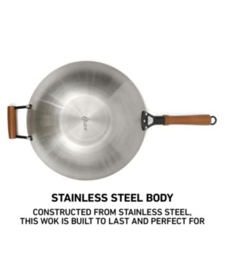 Sangerfield 14 Inch Carbon Steel Wok W/Wood Handles