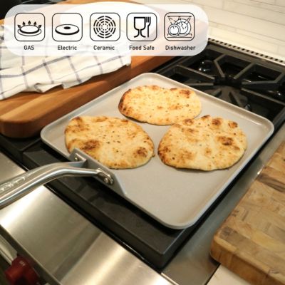 Ceramic Nonstick, PFAS-Free, Heavy-Gauge Aluminum  CeraTerra 11" Griddle Pan