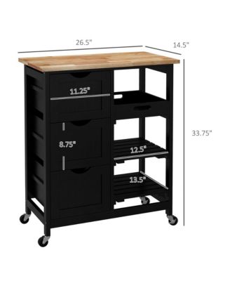 Rolling Kitchen Island Cart, Bar Serving Cart with Drawers,