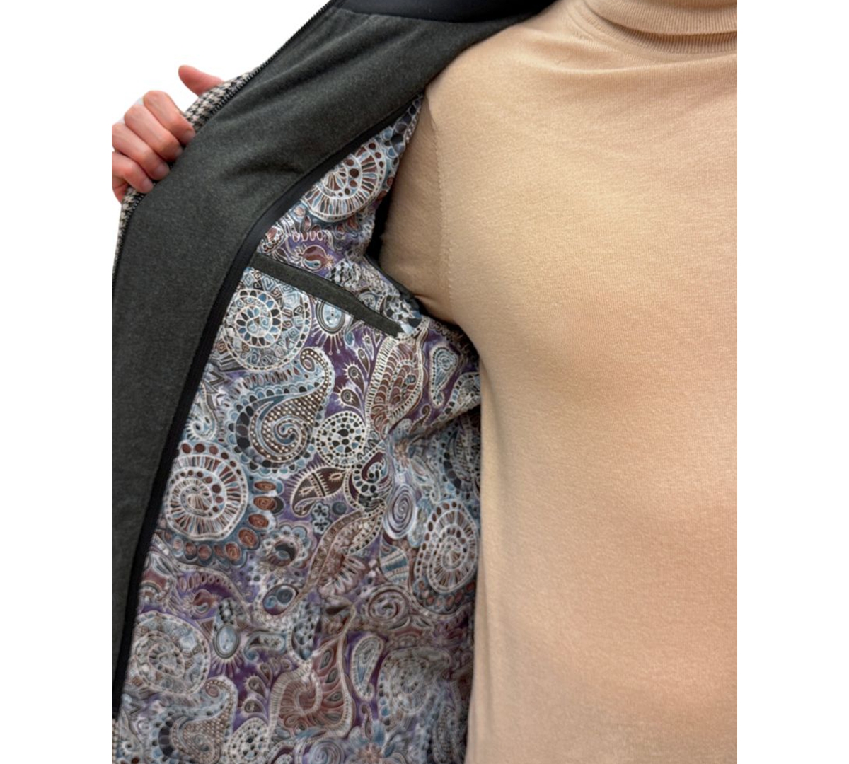Paisley & Gray Men's Alexander Coat with Removable Bib and Brown & Green Houndstooth