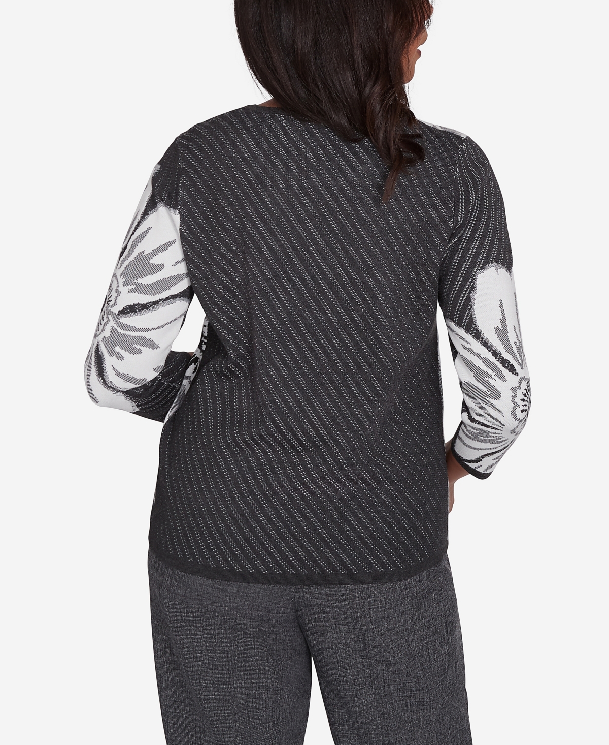 Alfred Dunner Women's Worth Avenue Floral Textured Sweater