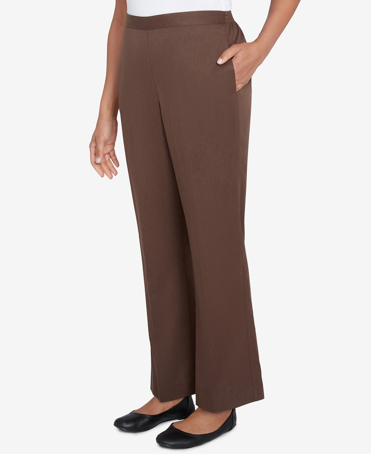 Alfred Dunner Plus Womens High Rise Heathered Straight Leg Pants In Chocolate