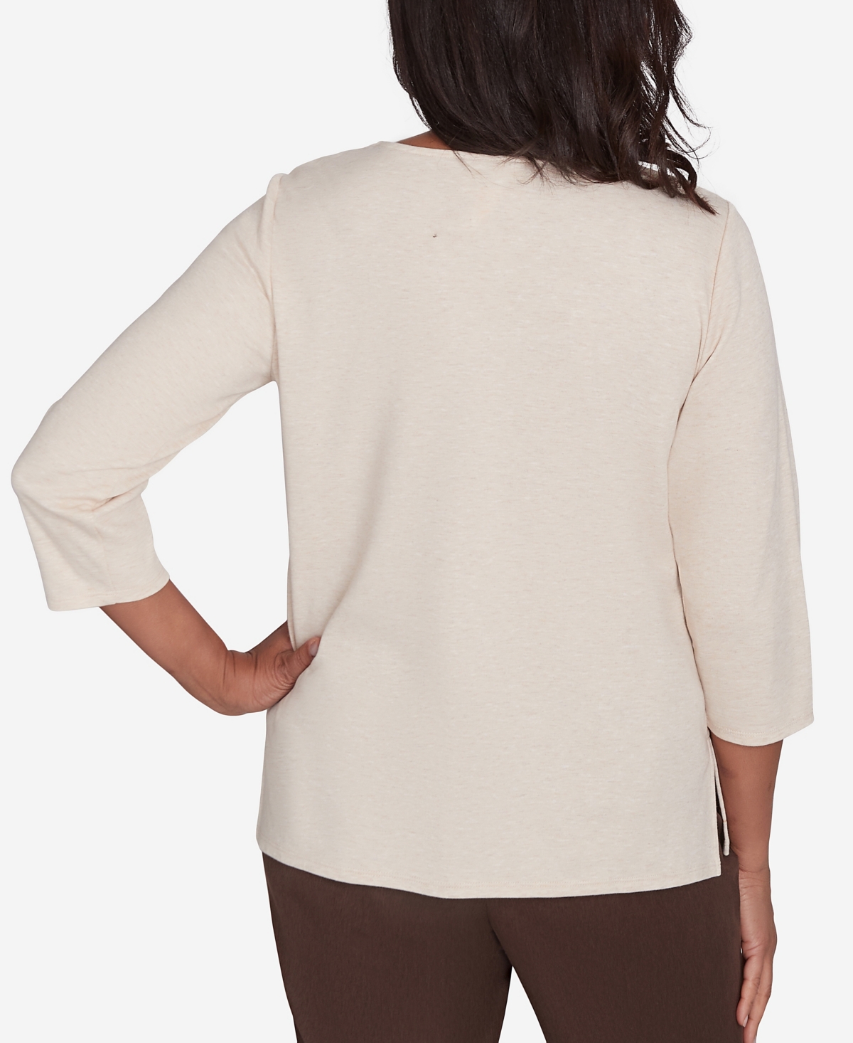 Alfred Dunner Women's Wine Country Abstract Cozy Split Neck Top