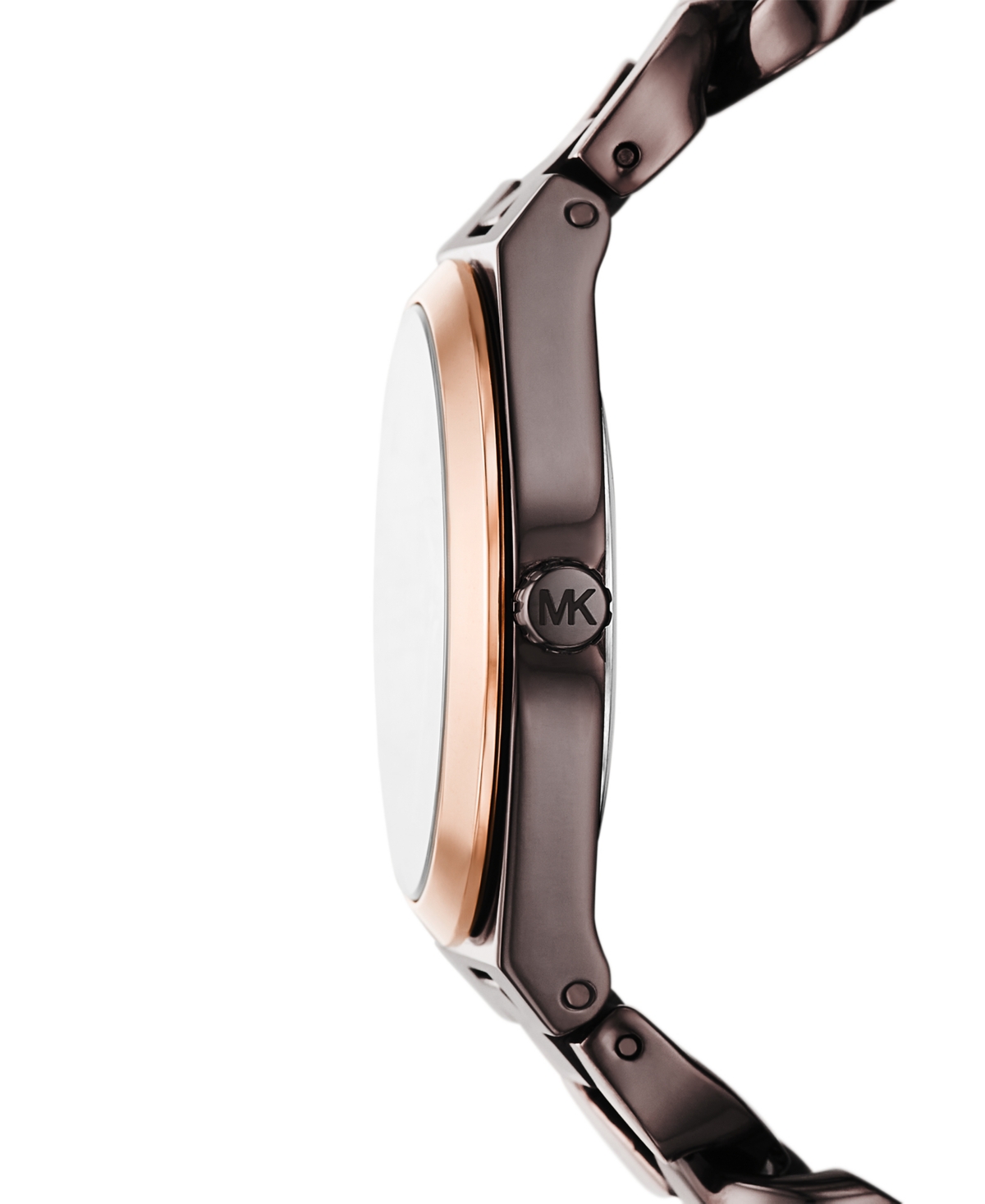 Michael Kors Women's Lennox Three-Hand Chocolate and Rose Gold-Tone Stainless Steel Watch 37mm - Two-tone