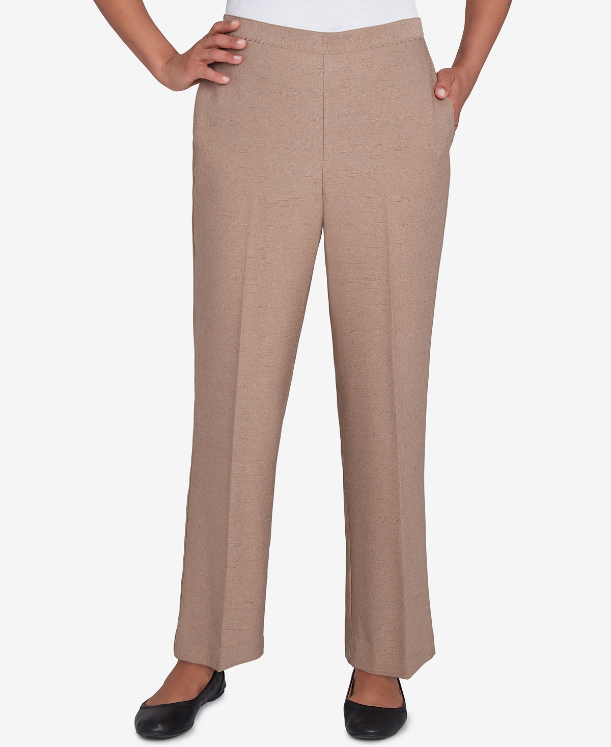 Alfred Dunner Petite Telluride Millennium Faux Fly Front Short Length Pants In Cashew