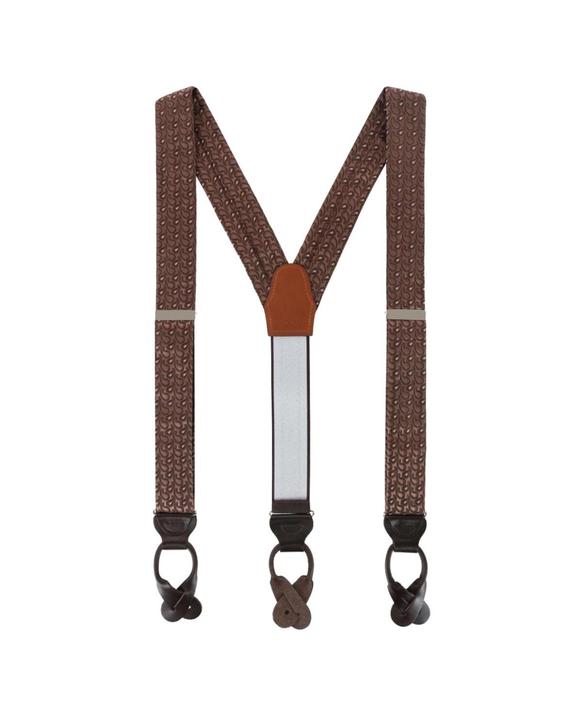Trafalgar Men's Abner's Amoebas Patterned Silk Button End Private Collection Suspenders