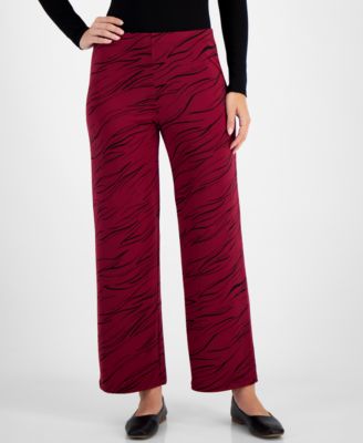 JM Collection - Women's Printed Wide-Leg Pull-On Knit Pants