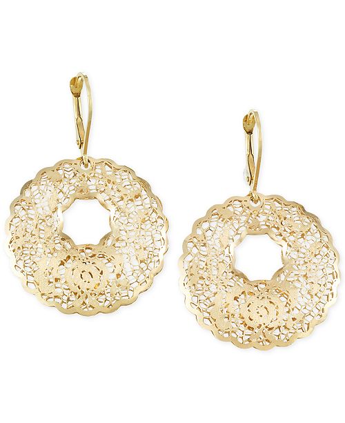 Italian Gold Filigree Leverback Drop Earrings in 14k Gold & Reviews