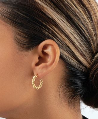 Women's Delicate Chain 14K Gold Plated Hoop Earrings