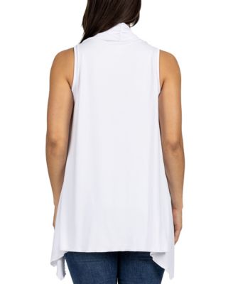Draped Open Front Sleeveless Cardigan Vest