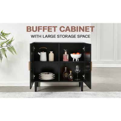 Modern Sideboard Cabinet with Unique Rattan Doors