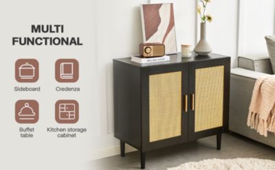 Modern Sideboard Cabinet with Unique Rattan Doors