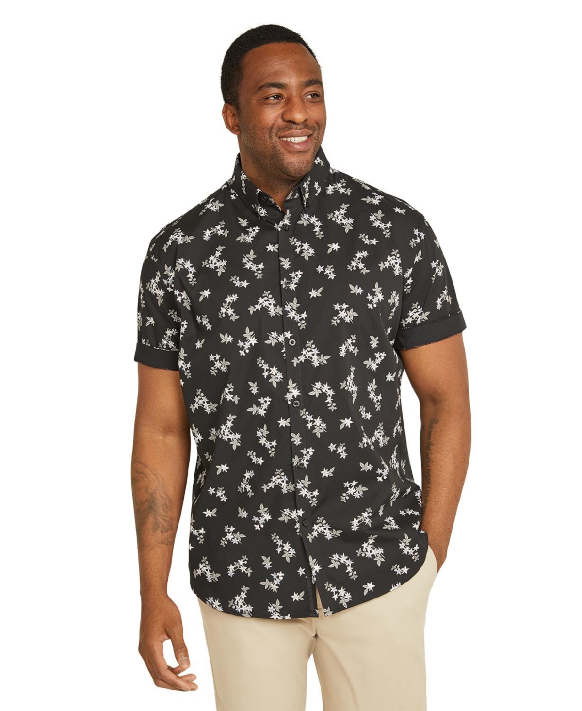 Men's George Print Stretch Shirt - Black