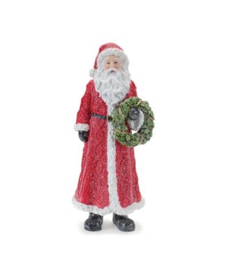 Glitter Santa Figurine With Pine Accent (Set of 3)