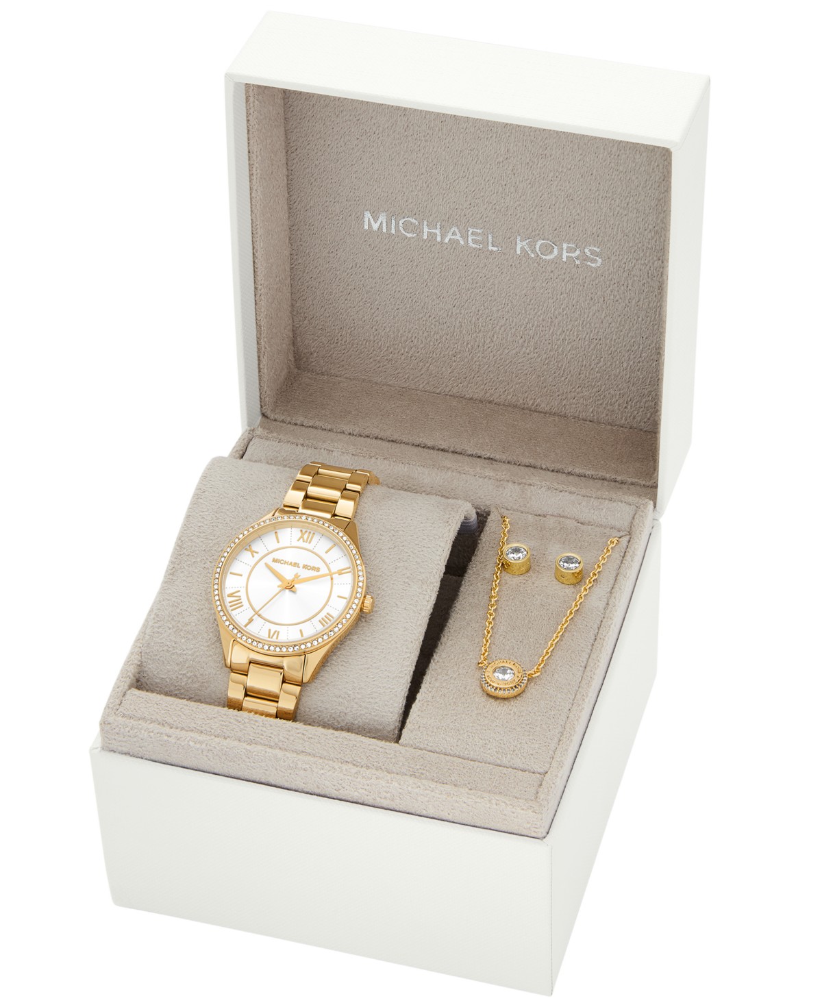 Женский набор Michael Kors Lauryn: часы 33 мм, серьги и цепочка — фото 5