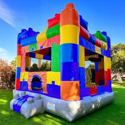 HeroKiddo Block Party Bounce House Commercial Grade for Kids and Adults (with Blower), Basketball Hoop, Outdoor Indoor, Birthday Party, Rental Quality, All Seasons, Big Inflatable, Rental Grade
