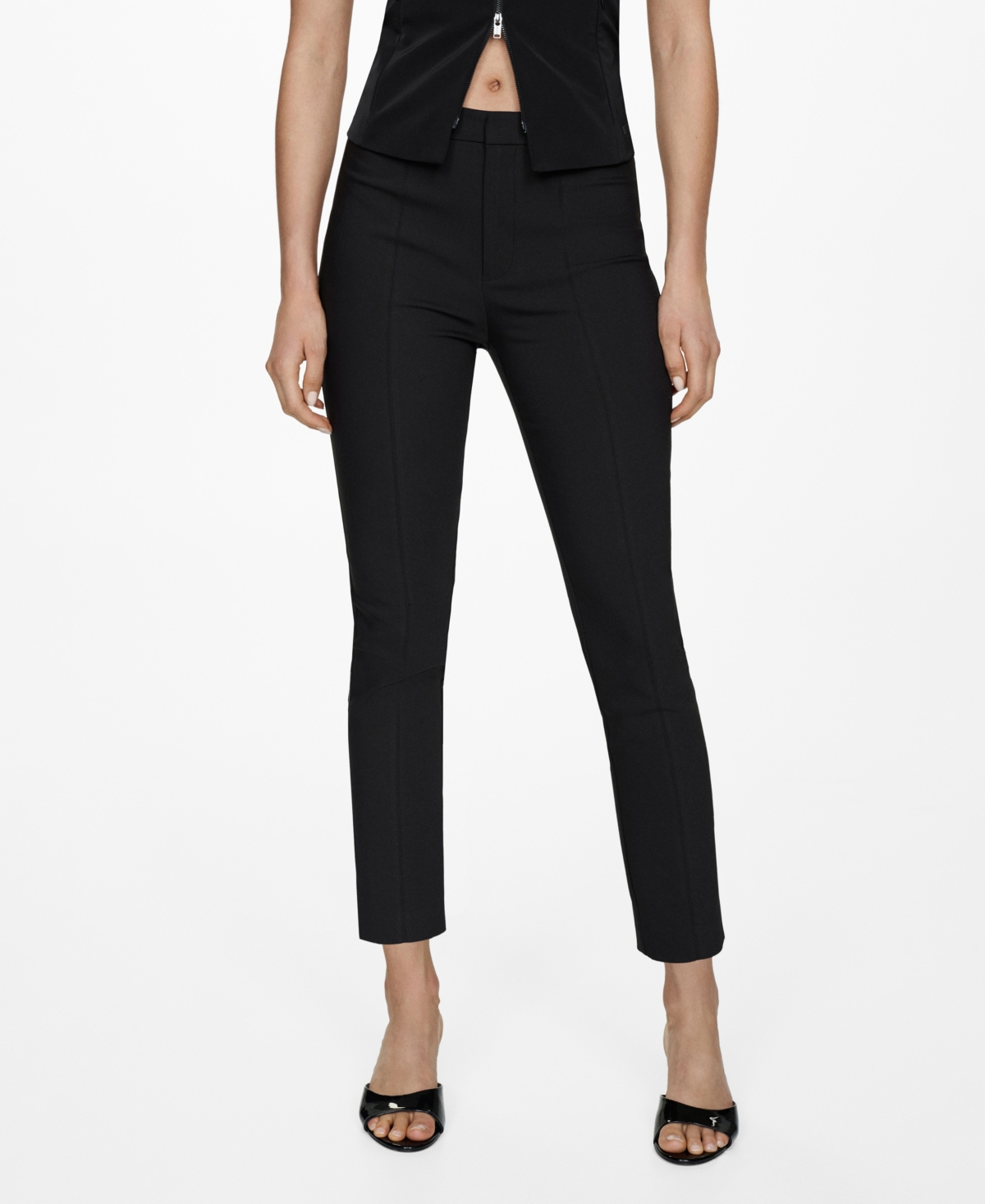 Mango Crop Skinny Pants In Black