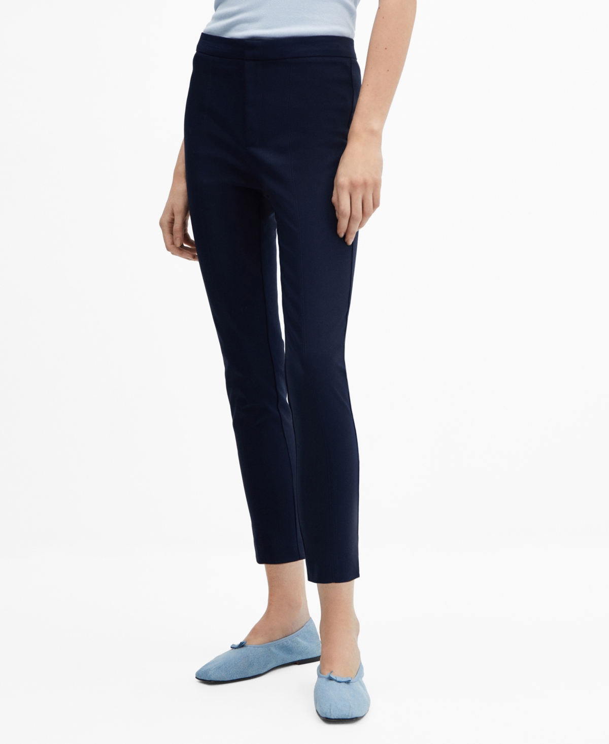 Mango Crop Skinny Pants In Black