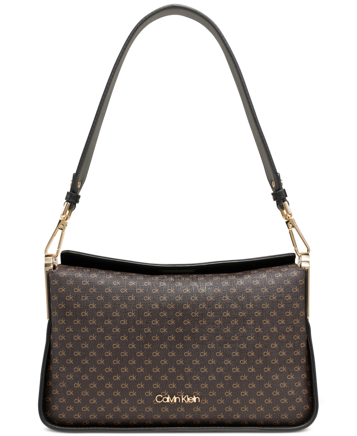 Calvin Klein Fay Signature Demi Shoulder With Magnetic Top Closure In Brown Khk