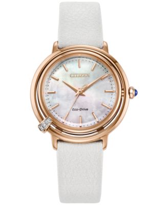 Eco-Drive Women's L Arcly Diamond Accent Rose Gold-Tone Stainless Steel Bracelet Watch 31mm