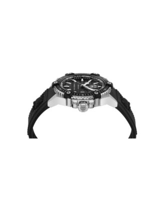 Men's Urban Pulse 3 Hand Date Quartz Black Silicone Strap 47mm