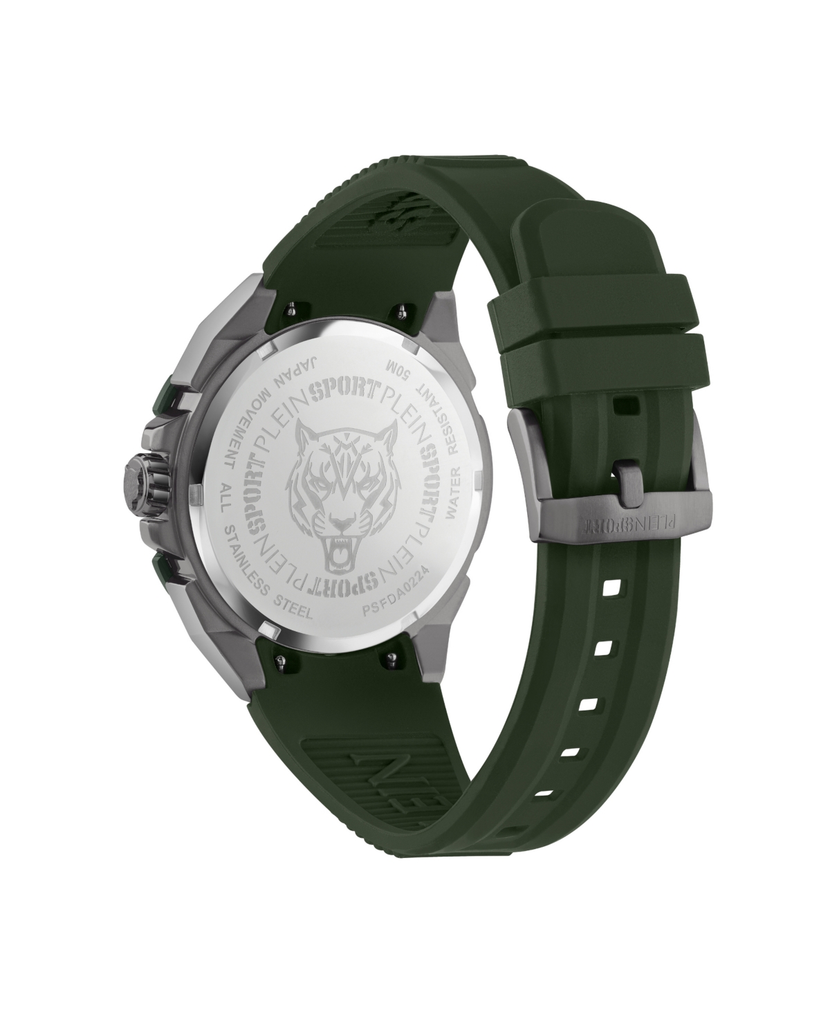 Shop Plein Sport Men's Urban Pulse 3 Hand Date Quartz Green Silicone Strap 47mm
