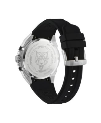 Men's Urban Pulse 3 Hand Date Quartz Black Silicone Strap 47mm