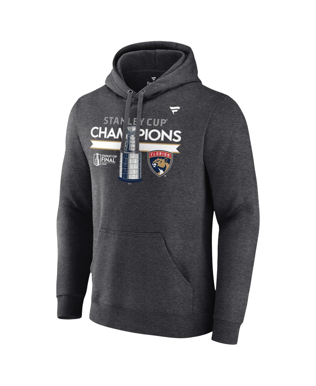 Fanatics Men'sFlorida Panthers 2024 Stanley Cup Champions Locker Room Big Tall Pullover Hoodie - Heather Charcoal