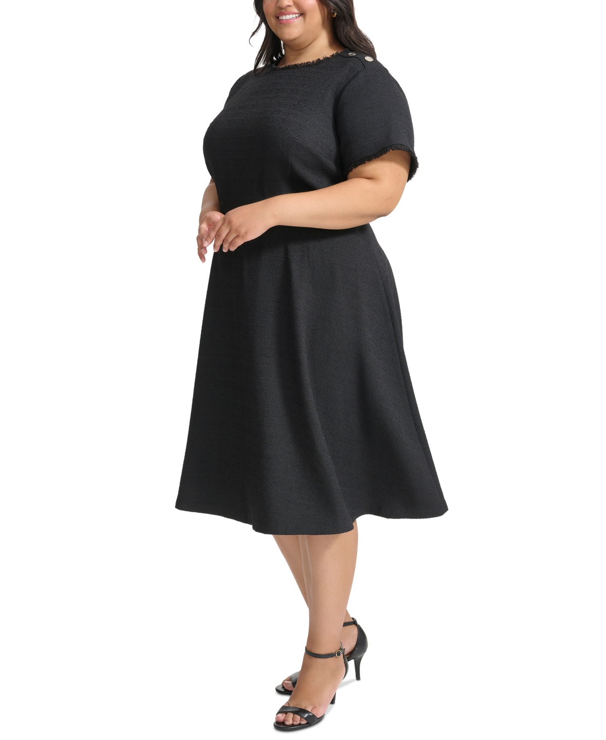 Tommy Hilfiger Plus Size Fringe-Trim Belted Fit & Flare Dress