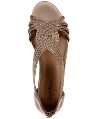 Women's Ginifur Embellished Strappy Evening Wedge Sandals, Created for Macy's