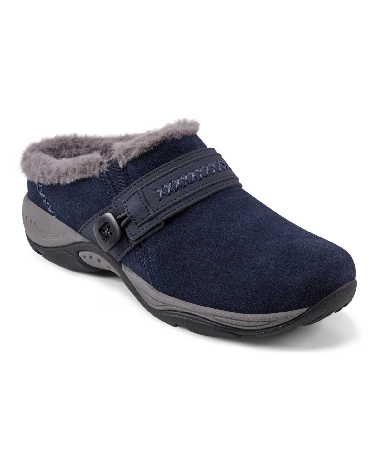 Shop Easy Spirit Women's Elinn Cozy Slip-on Mules In Navy Suede