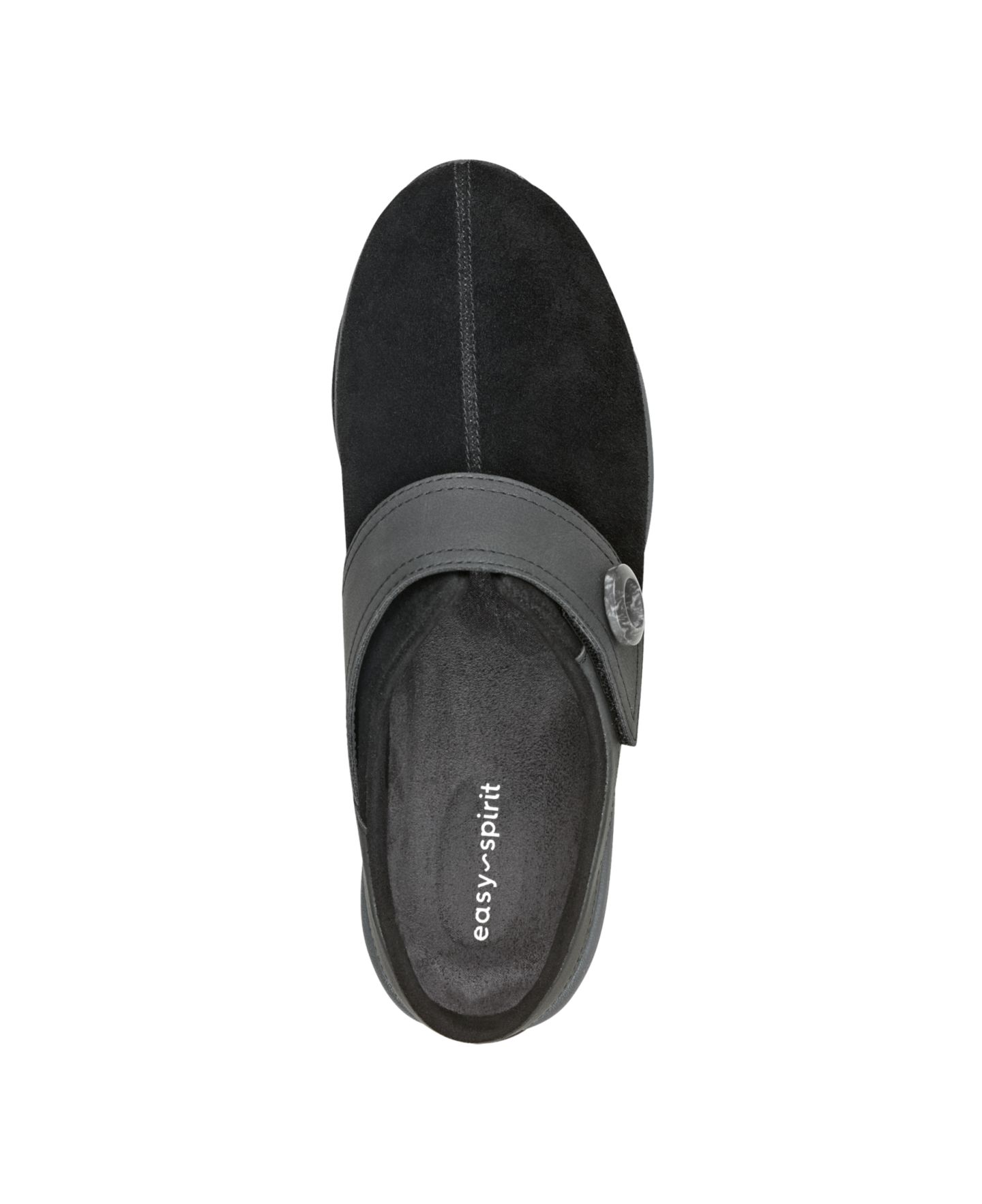 Женские сабо Easy Spirit Edline Suede Button Strap Mules, цвет: Чёрный замшевый — фото 4