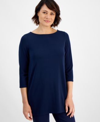 JM Collection - Women's Boat-Neck 3/4-Sleeve Top